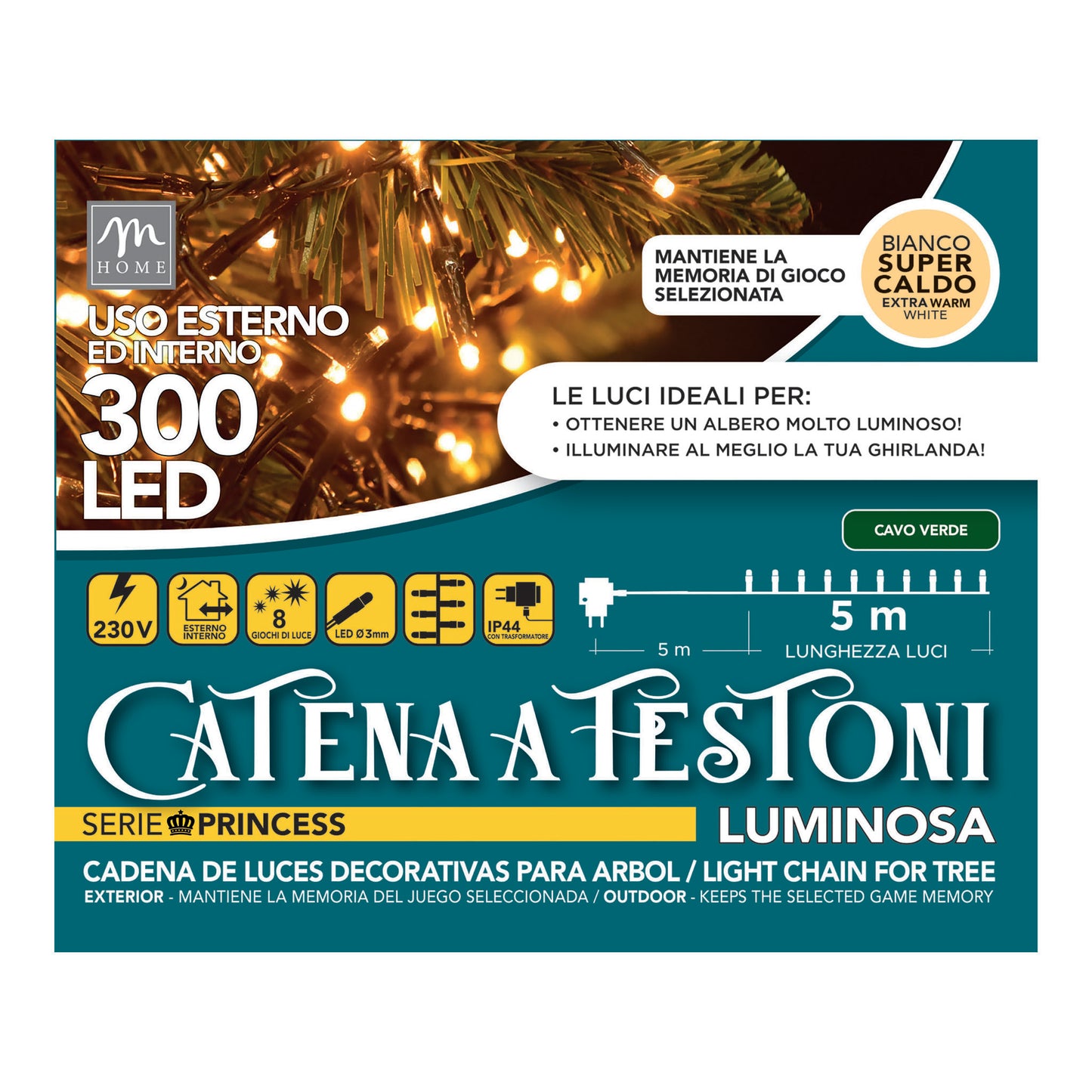 300 LUCI LED BIANCO SUPER CALDO