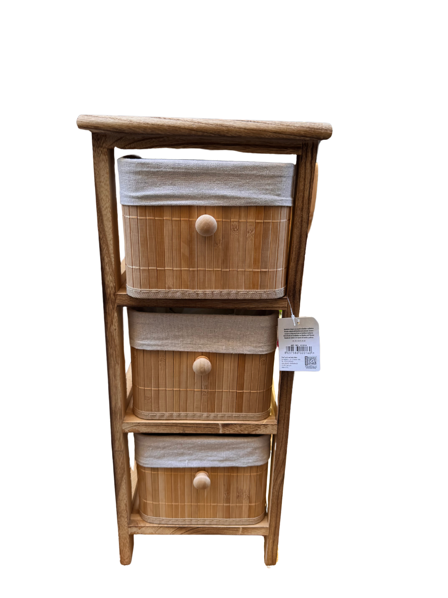 MOBILETTO IN LEGNO CON CASSETTI IN BAMBOO E POLISTIRENE