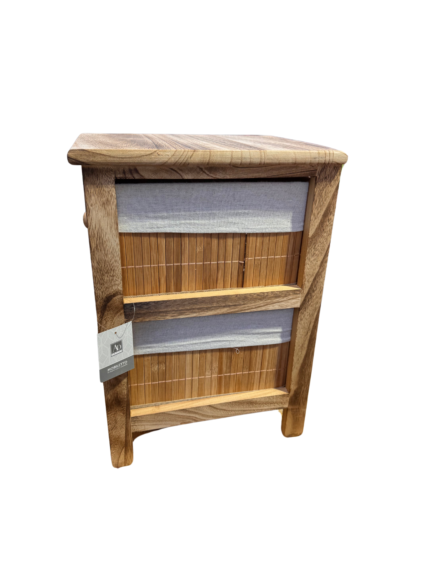 MOBILETTO IN LEGNO CON CASSETTI IN BAMBOO E POLISTIRENE