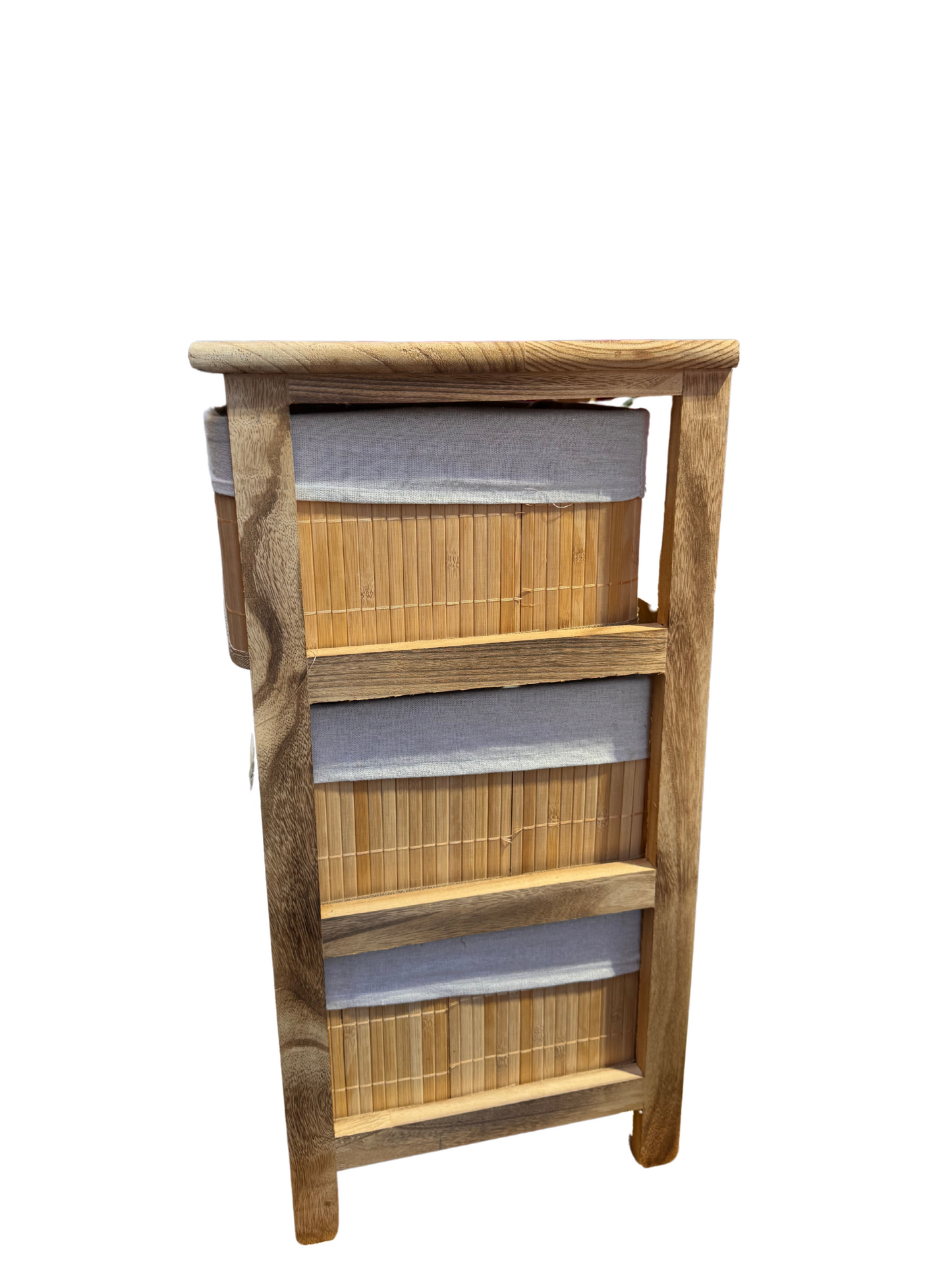 MOBILETTO IN LEGNO CON CASSETTI IN BAMBOO E POLISTIRENE