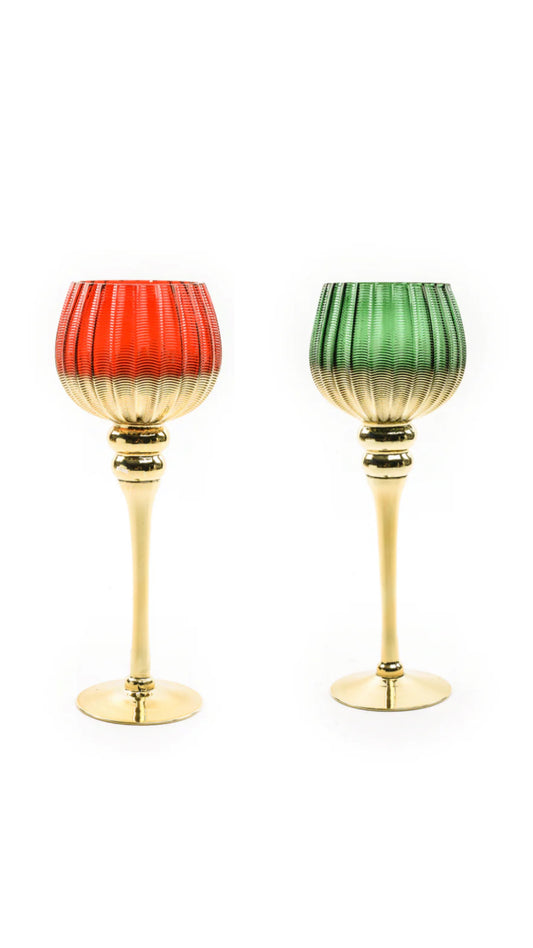 PORTACANDELA ORO E ROSSO / ORO E VERDE