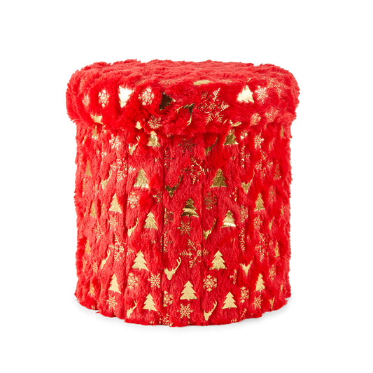 POUF CONTENITORE ROSSO TONDO
