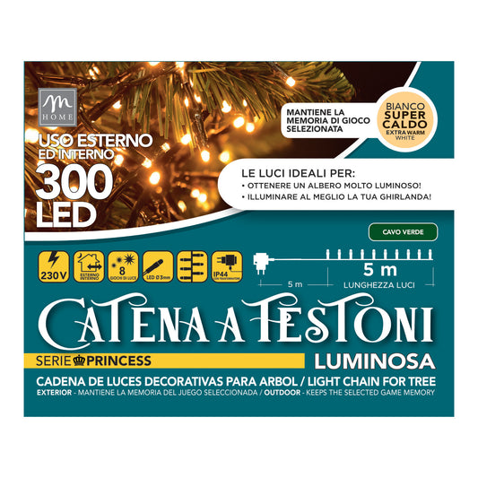 300 LUCI LED BIANCO SUPER CALDO